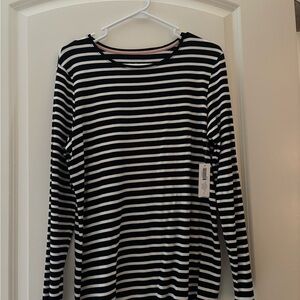 Chico's Ultimate Tee Size 1 Black & White Striped Knit Top NWT Classic Nautical